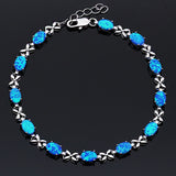 Fire Opal Silver Bead Charm Bracelet for Women