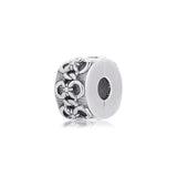 925 Sterling Silver Flower Pattern Clip Charms for Bracelet Jewelry Making