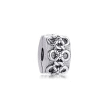 925 Sterling Silver Flower Pattern Clip Charms for Bracelet Jewelry Making