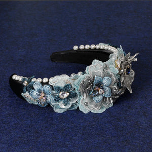 Baroque Flower Pearl Headband Crystal Hair Band