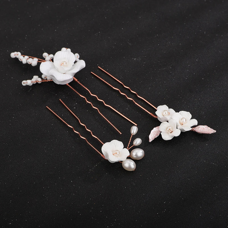 Flower Pearl Brida Hair Accessories Set Wedding Bride Hairpins