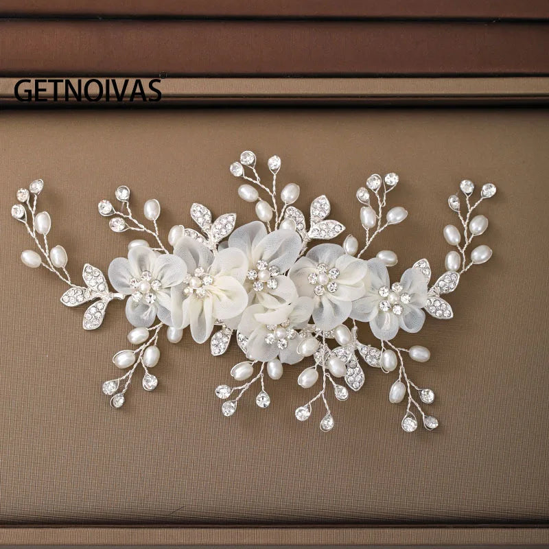 Flower Pearl Crystal Hair Clip Wedding Hair Comb Hairpin Headbands