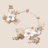 Flower Pearl Hair Comb Bride Hairband Hairpin Girls Tiara Wedding Hair Accessory