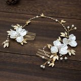 Flower Pearl Hair Comb Bride Hairband Hairpin Girls Tiara Wedding Hair Accessory
