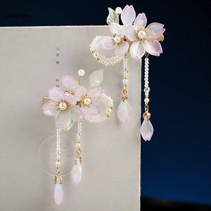 Retro Chinese Style Flower Pearl Hairpins for Women Girls