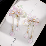 Retro Chinese Style Flower Pearl Hairpins for Women Girls