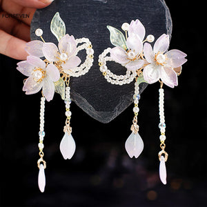 Retro Chinese Style Flower Pearl Hairpins for Women Girls