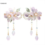 Retro Chinese Style Flower Pearl Hairpins for Women Girls