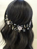 Flower Pearl Headband Pink Headdress Bridal Wedding Hair