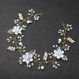 Flower Pearl Headband Pink Headdress Bridal Wedding Hair