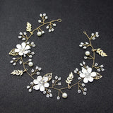 Flower Pearl Headband Pink Headdress Bridal Wedding Hair