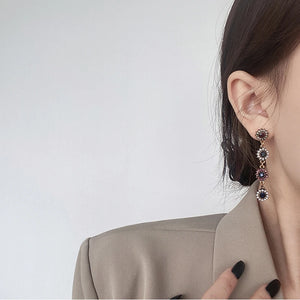 Flower Pearl Long Earrings Retro Ladies Jewelry