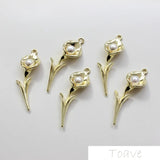 Flower Pearl Pendant Alloy DIY Ear Stud Material Accessories