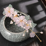 Flower Pearl Side Clip Chinese Style Vintage Headdress