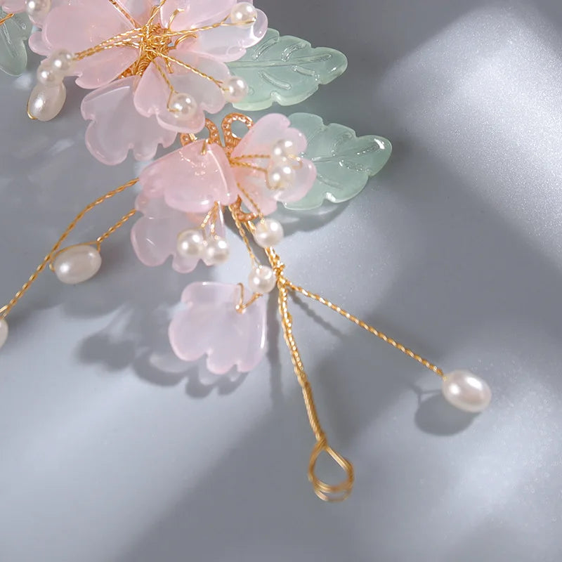 Flower Pearl Side Clip Chinese Style Vintage Headdress