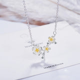 Zirconia Flower Pendant Necklace for Women