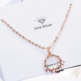 Zirconia Flower Pendant Necklace for Women