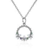 Zirconia Flower Pendant Necklace for Women