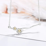 Zirconia Flower Pendant Necklace for Women