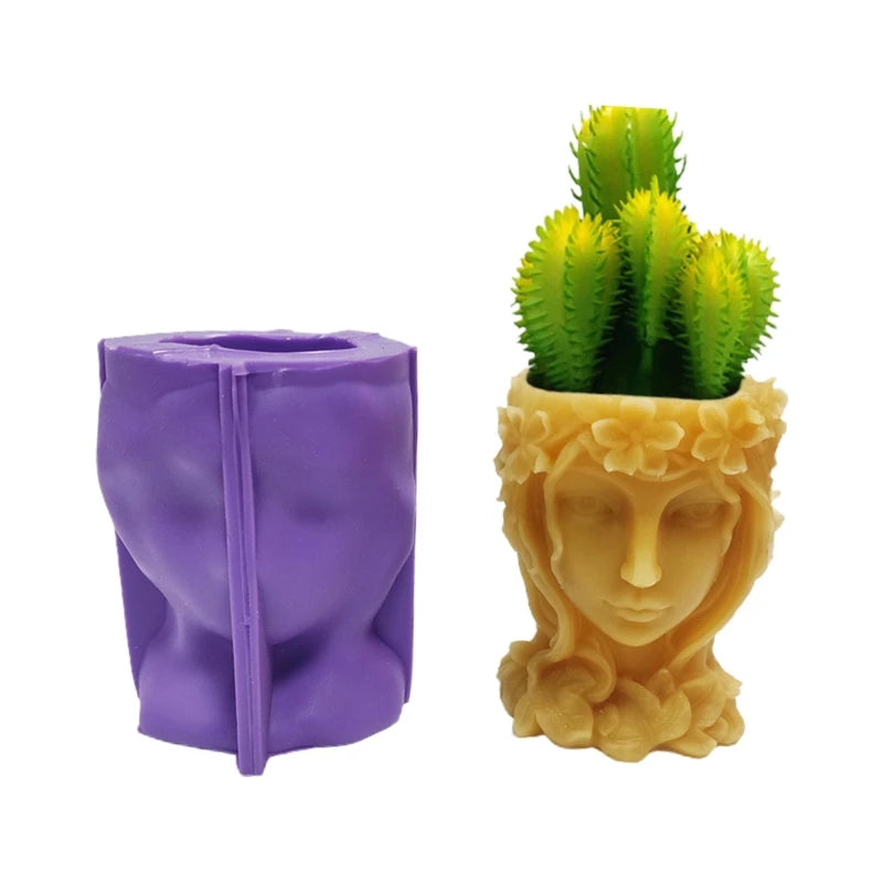 Long Hair Goddess Plants Silicone Mold for Resin Casting