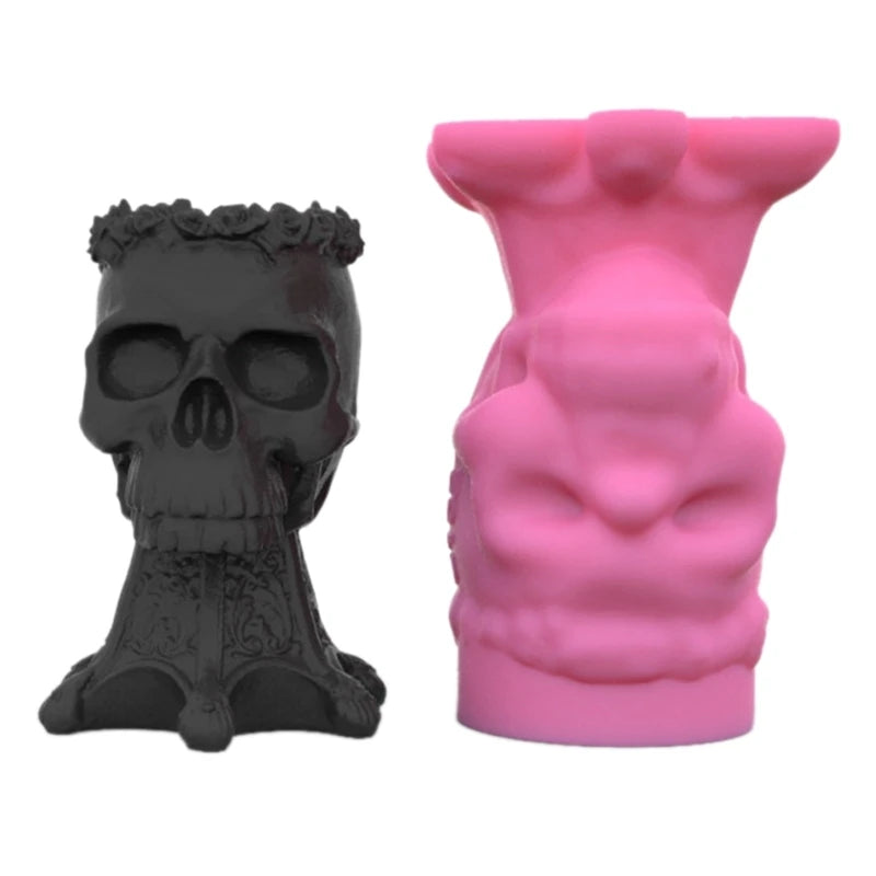 Skull Flower Pot Silicone Mold DIY Candle Holder Mould