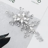 Rhinestone Flower Hair Clips for Women Silver Hair Pins Bride Wedding