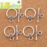 Flower Round Bracelet Toggle Clasp 20pcs Zinc Alloy Jewelry DIY Findings