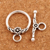 Flower Round Bracelet Toggle Clasp 20pcs Zinc Alloy Jewelry DIY Findings