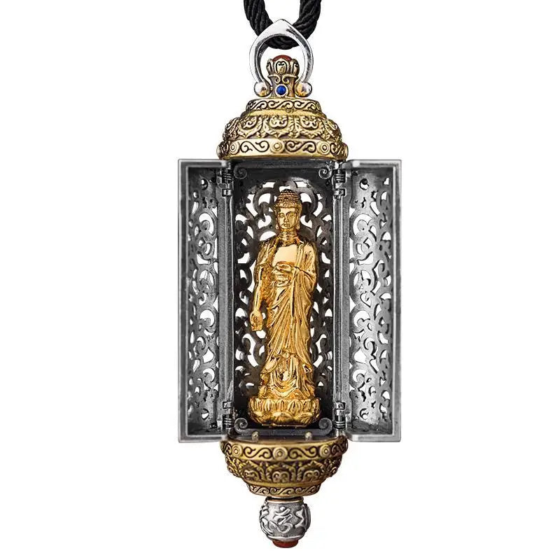 Flower Seed Buddha Gawu Box Silver Pendant Personality Pendant