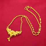24k Yellow Plated Flower Pendant Necklace for Women