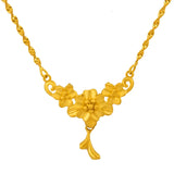 24k Yellow Plated Flower Pendant Necklace for Women