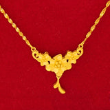 24k Yellow Plated Flower Pendant Necklace for Women