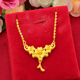 24k Yellow Plated Flower Pendant Necklace for Women