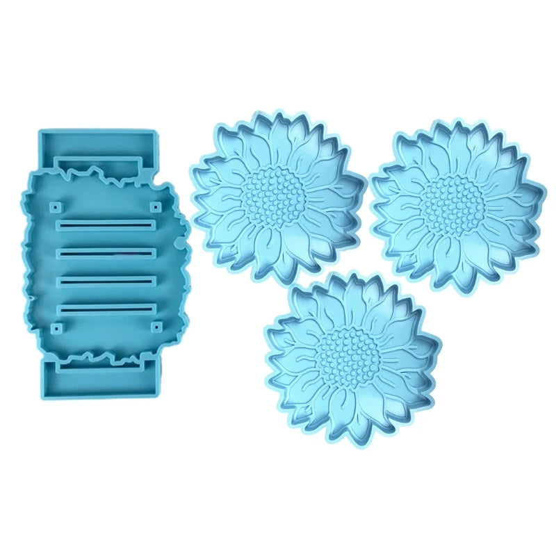 Flower Shape Coaster Epoxy Resin Mold Cup Mat Silicone Mould