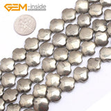 Natural Pyrite Loose Beads 15 Inches Strand DIY Gem-inside