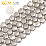 Natural Pyrite Loose Beads 15 Inches Strand DIY Gem-inside