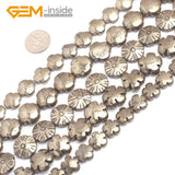Natural Pyrite Loose Beads 15 Inches Strand DIY Gem-inside