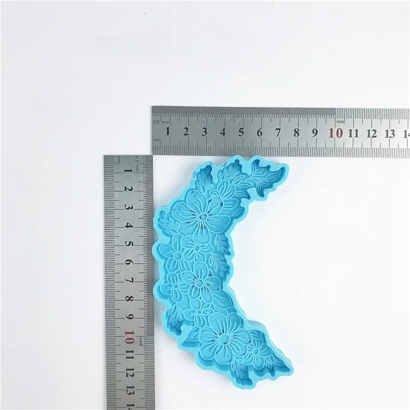 Moon Coaster Silicone Mold for Epoxy Resin, Flower Shape Crystal Mould