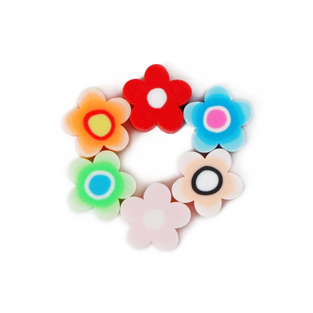 Polymer Clay Flower Beads Mixed DIY Jewelry Making 100Pcs 9mm