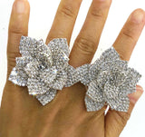 Flower Rhinestone Cocktail Party Ring Crystal Christmas Adjustable