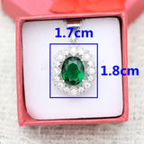 Flower Shape Silver Pendant Necklace Green CZ Party Accessory