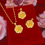 Yellow Plated Flower Pendant Necklace for Women Mom