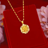 Yellow Plated Flower Pendant Necklace for Women Mom