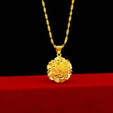 Yellow Plated Flower Pendant Necklace for Women Mom