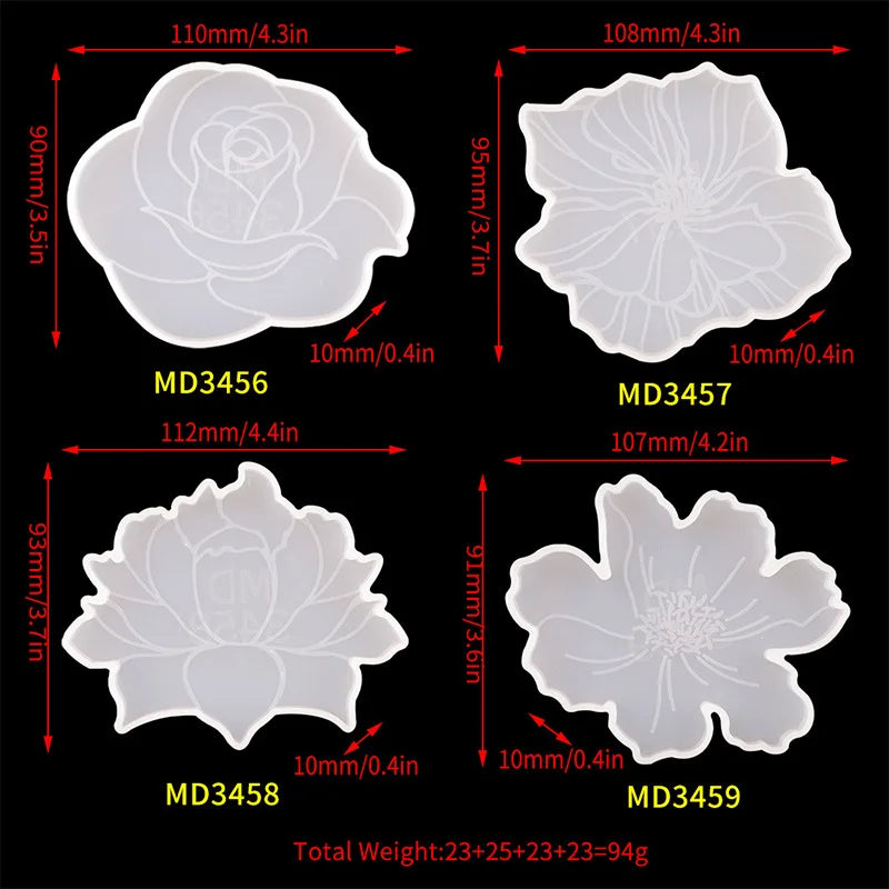 Flower Coaster Tray Resin Molds Jewelry Accessories