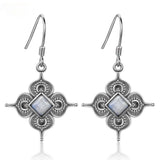 925 Silver Moonstone Flower Drop Earrings
