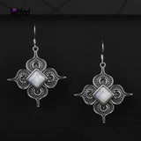 925 Silver Moonstone Flower Drop Earrings
