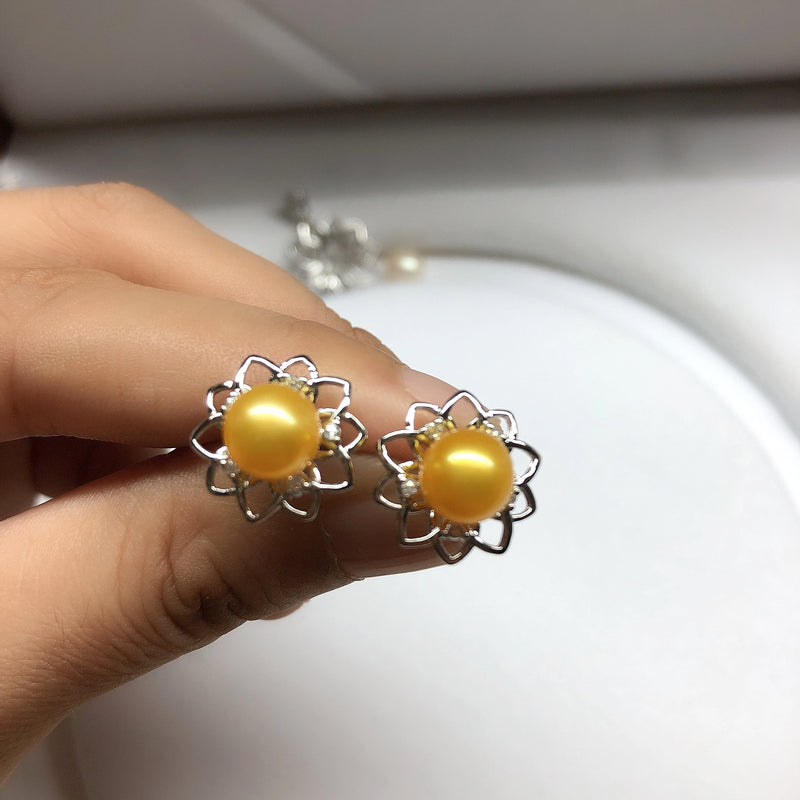 Flower Style Earrings Mountings Findings Settings for Pearls Stones