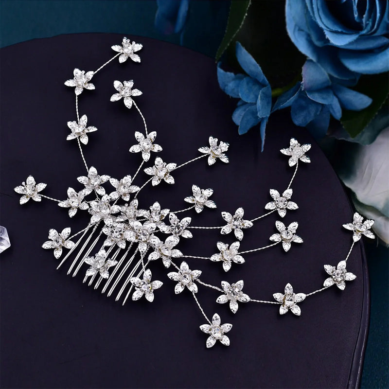 Metal Flower Hair Combs Headbands for Women - Wedding Hair Jewelry