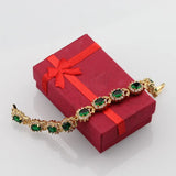 Flower Zircon & Green Emerald Bracelet Health Jewelry for Women